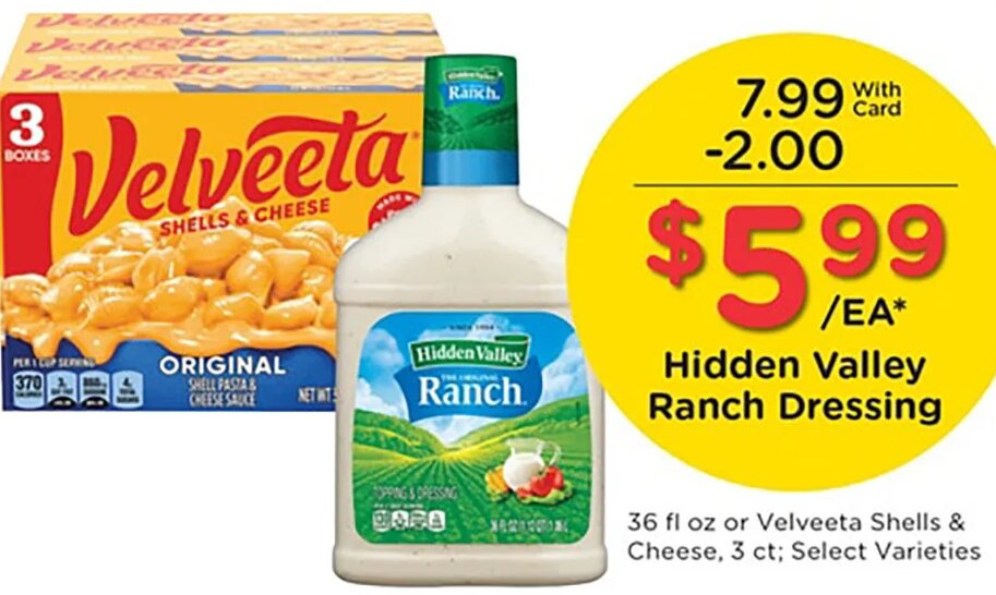 Hidden Valley Ranch Dressing or Velveeta Shells & Cheese at Mariano's
