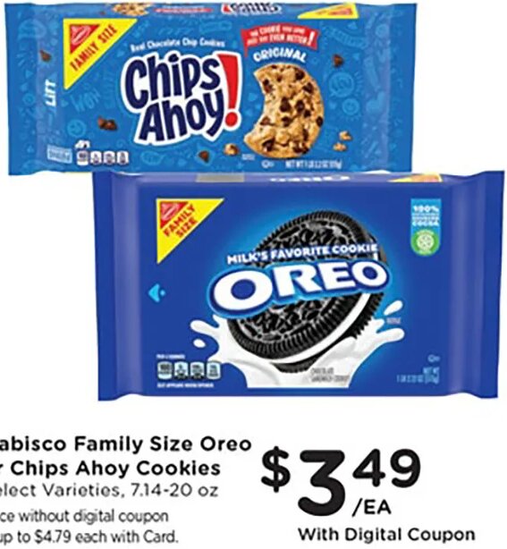 Nabisco Family Size Oreo or Chips Ahoy Cookies at Mariano's