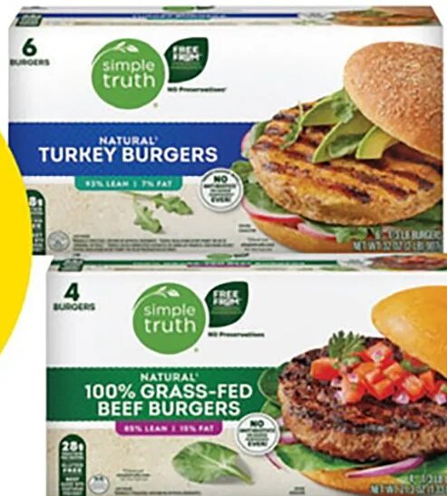 Simple Truth Turkey Burgers / Grass-Fed Beef Burgers