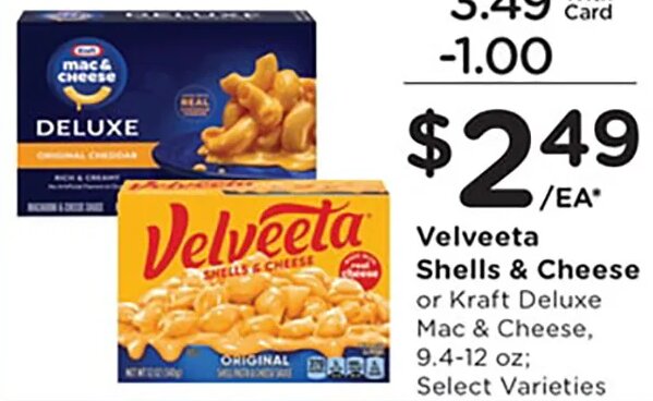 Velveeta Shells & Cheese or Kraft Deluxe Mac & Cheese at Mariano's