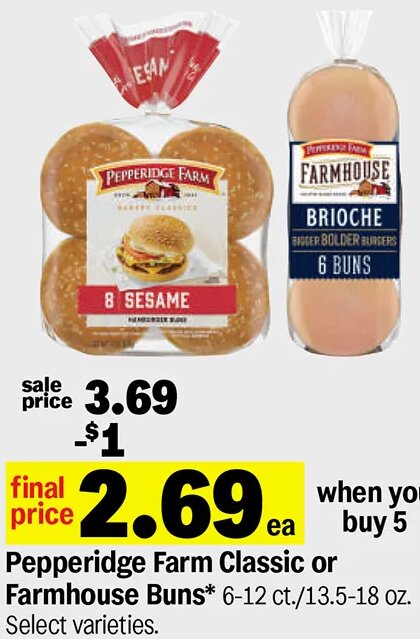 Pepperidge Farm Classic or Farmhouse Buns