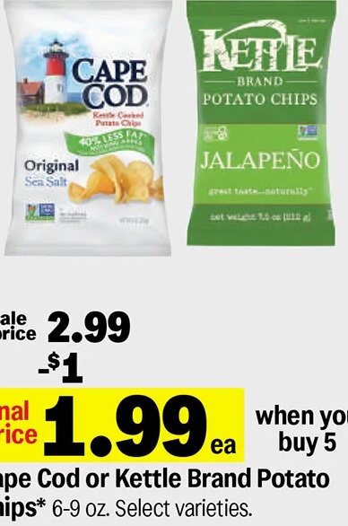 Cape Cod or Kettle Brand Potato Chips at Meijer
