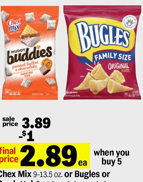 Chex Mix or Bugles or Gardetto's