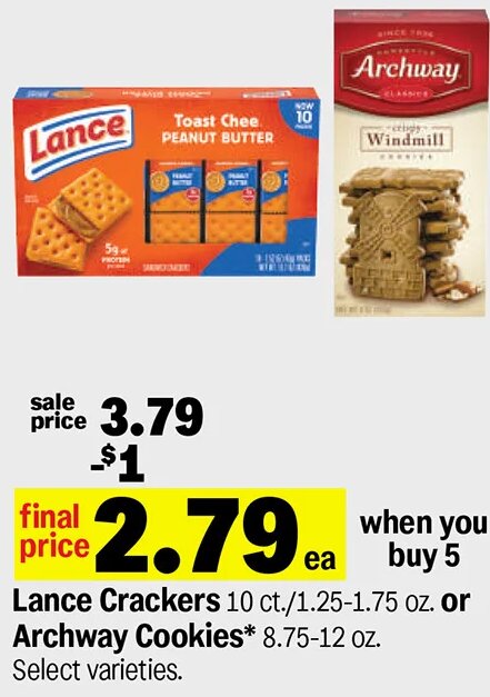 Lance Crackers or Archway Cookies at Meijer