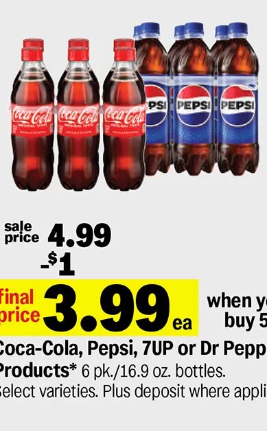 Coca-Cola, Pepsi, 7UP or Dr Pepper Products at Meijer
