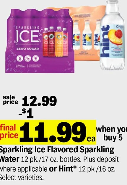 Sparkling Ice Flavored Sparkling Water or Hint