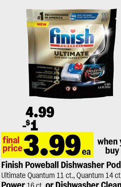 Finish Powerball Dishwasher Pods at Meijer