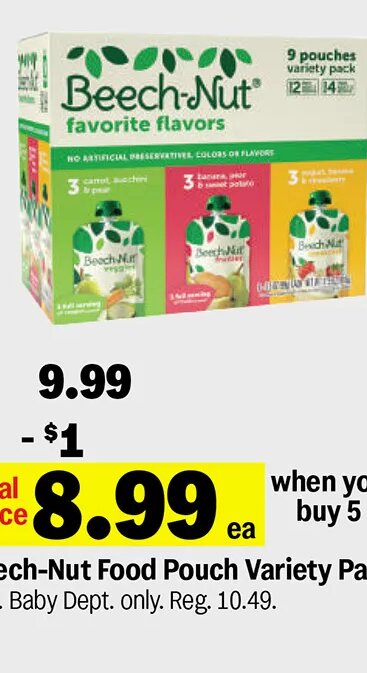 Beech-Nut Food Pouch Variety Pack*