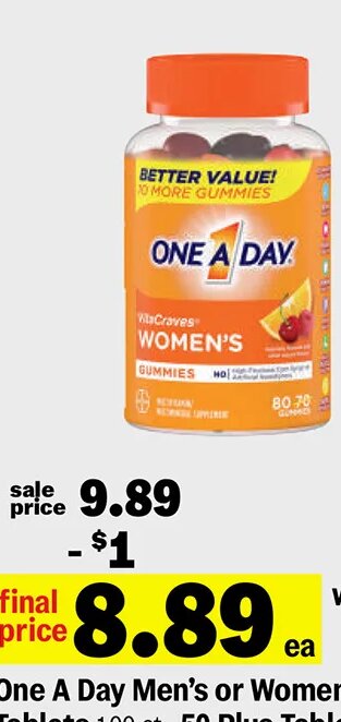 One A Day Men's or Women's Tablets or Gummies at Meijer