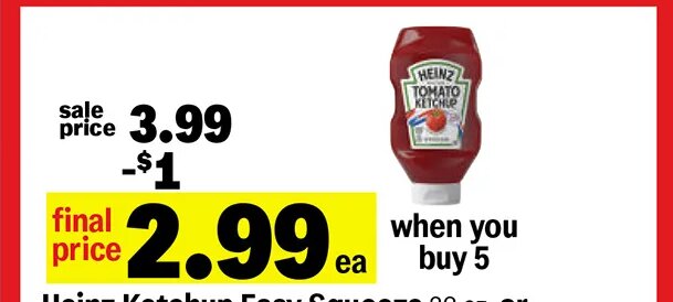Heinz Ketchup Easy Squeeze or Simply Ketchup