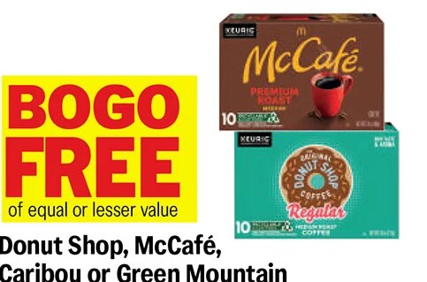 Donut Shop, McCafe, Caribou or Green Mountain K-Cups