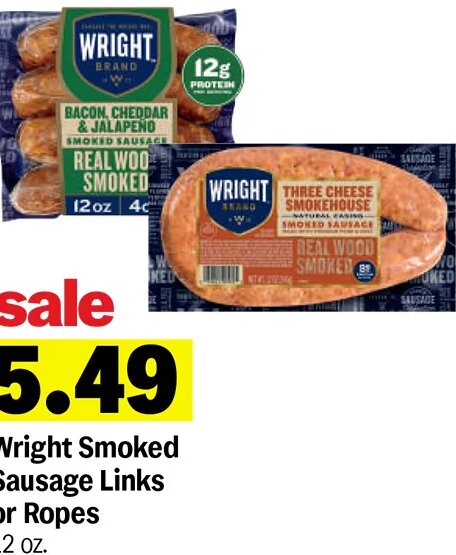 Wright Smoked Sausage Links or Ropes