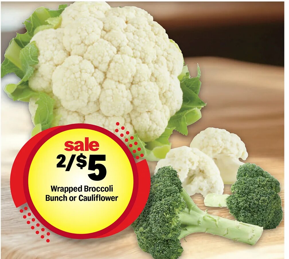 Wrapped Broccoli Bunch or Cauliflower