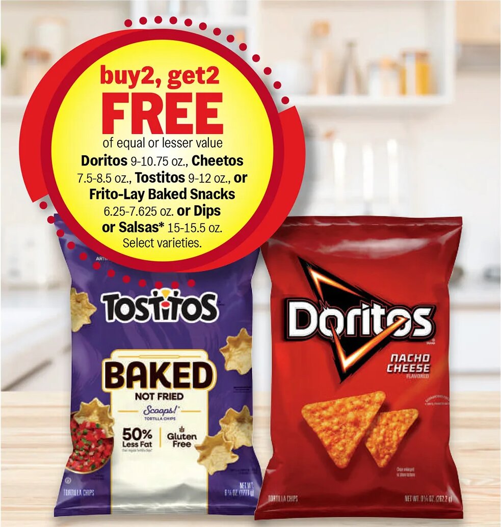 Doritos, Cheetos, Frito-Lay Baked Snacks, or Dips or Salsas