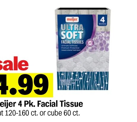 Meijer 4 Pk. Facial Tissue