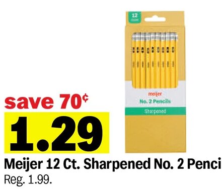 Meijer 12 Ct. Sharpened No. 2 Pencils