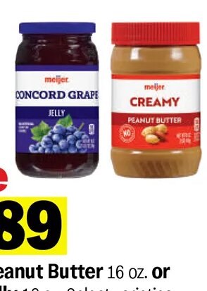 Meijer Peanut Butter or Grape Jelly at Meijer