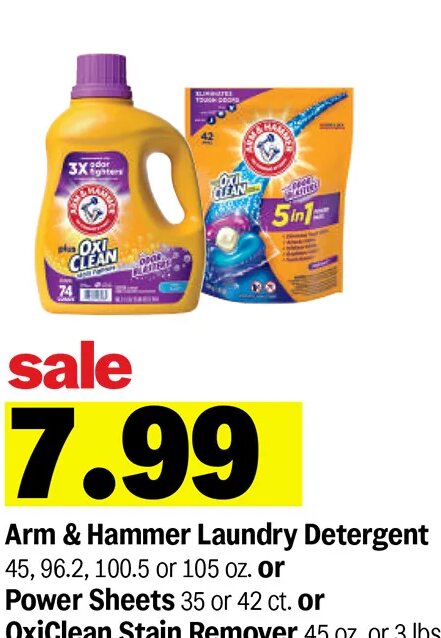 Arm & Hammer Laundry Detergent or OxiClean Stain Remover at Meijer