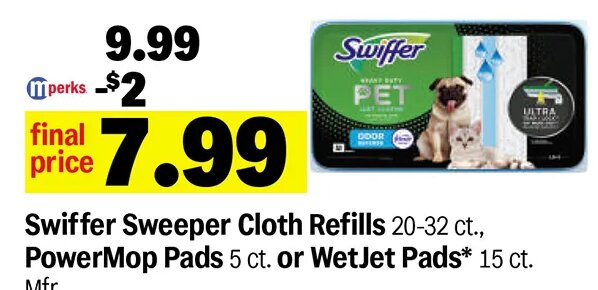 Swiffer Sweeper Cloth Refills, PowerMop Pads or WetJet Pads at Meijer