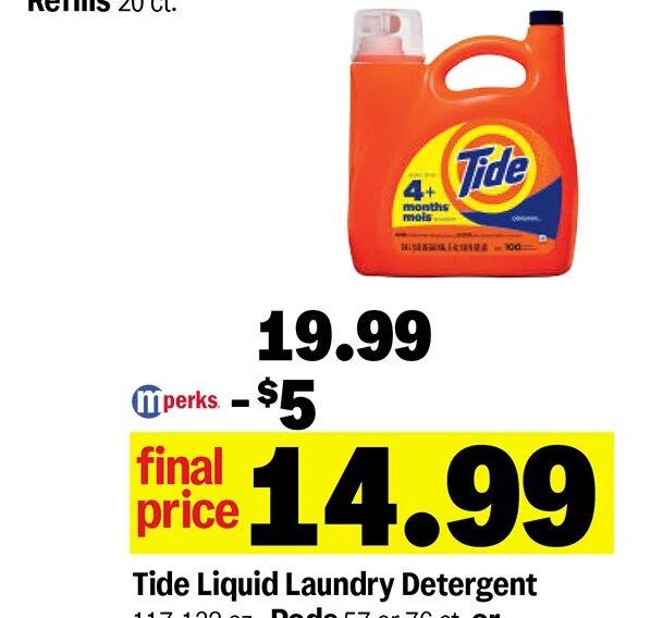 Tide Liquid Laundry Detergent or Power Pods at Meijer