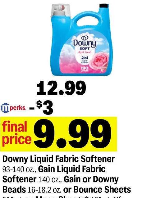 Downy Liquid Fabric Softener, Gain Liquid Fabric Softener, Gain or Bounce Sheets at Meijer