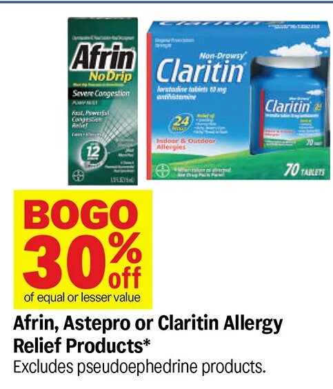 Afrin, Astepro or Claritin Allergy Relief Products