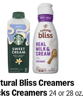 Coffee mate Natural Bliss Creamers or Starbucks Creamers