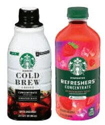 Starbucks Refreshers or Cold Brew Concentrate at Meijer