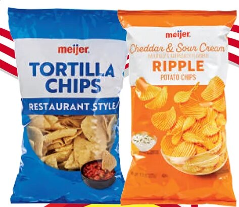Meijer Potato Chips, Tortilla Chips, Corn Chips, Pretzels, or Cheese Puffs or Curls