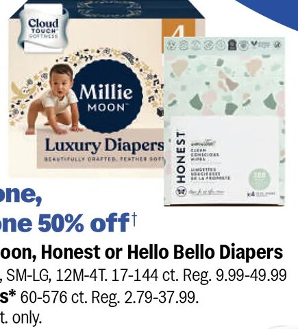Millie Moon, Honest or Hello Bello Diapers or Wipes