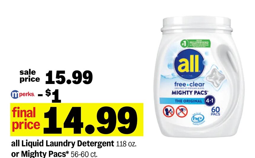 all Liquid Laundry Detergent or Mighty Pacs