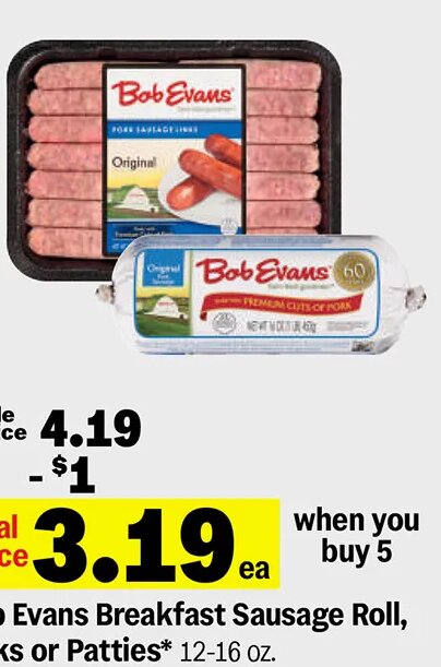 Bob Evans Breakfast Sausage Roll, Links or Patties at Meijer