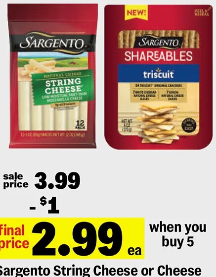 Sargento String Cheese or Cheese Sticks or Shareables at Meijer