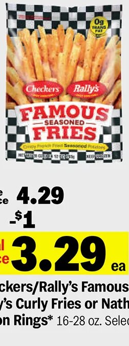 Checkers/Rally's Famous Fries, Arby's Curly Fries or Nathan's Onion Rings