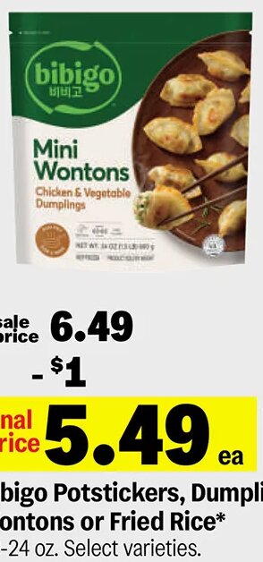 Bibigo Potstickers, Dumplings, Wontons or Fried Rice at Meijer