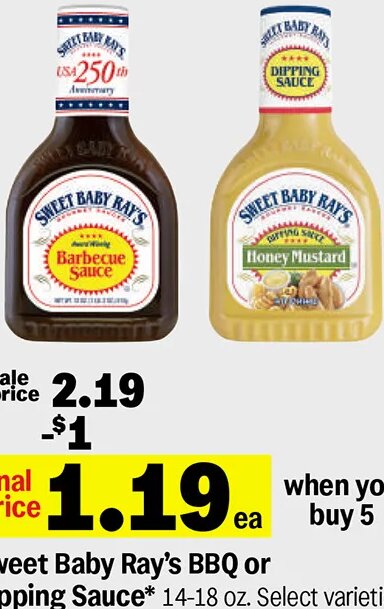 Sweet Baby Ray's BBQ or Dipping Sauce at Meijer