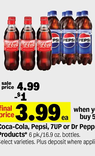 Coca-Cola, Pepsi, 7UP or Dr Pepper Products at Meijer
