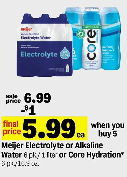 Meijer Electrolyte or Alkaline Water or Core Hydration at Meijer