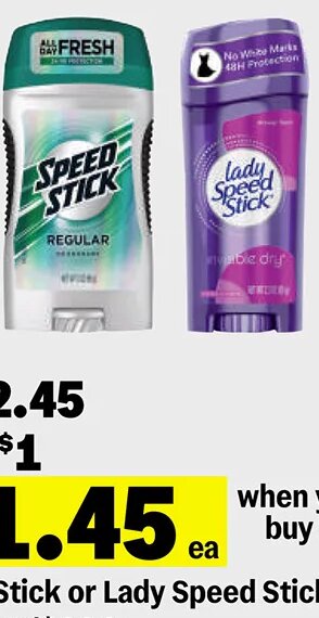 Speed Stick or Lady Speed Stick Deodorant
