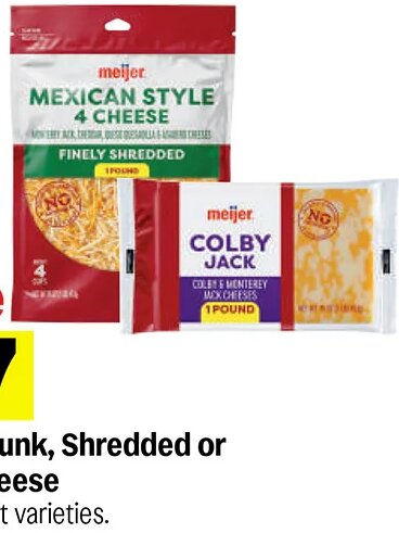 Meijer Chunk, Shredded or Sliced Cheese