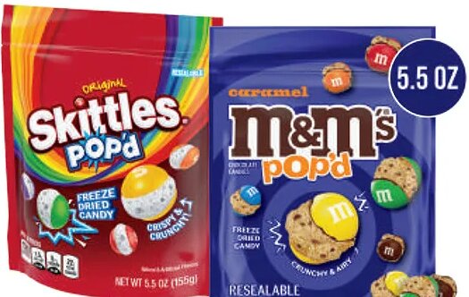 Skittles or M&M's Pop'd Freeze Dried Candy at Meijer