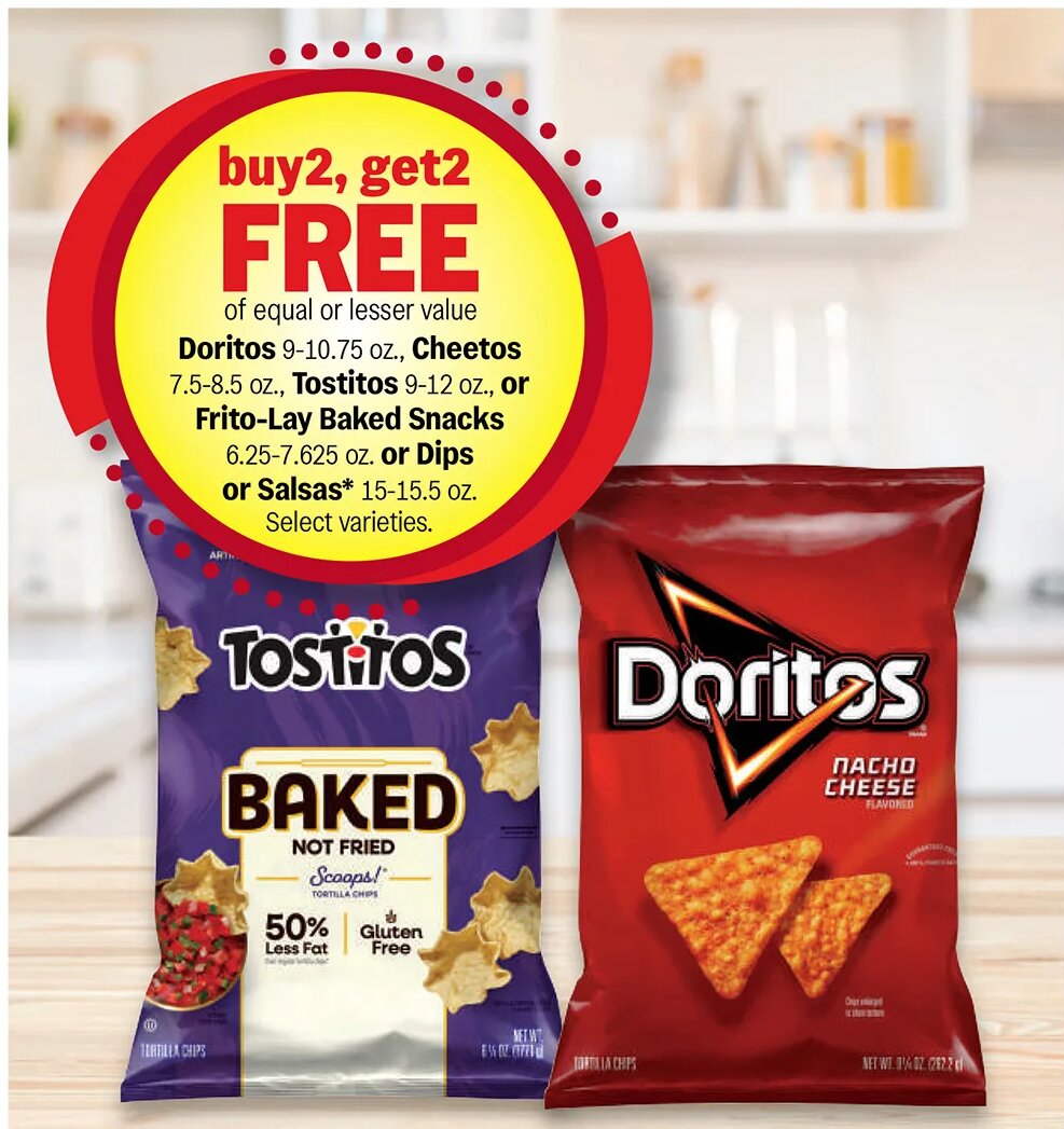 Doritos, Cheetos, Tostitos or Frito-Lay Baked Snacks or Salsas