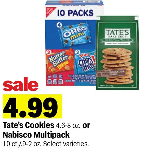 Tate's Cookies or Nabisco Multipack at Meijer