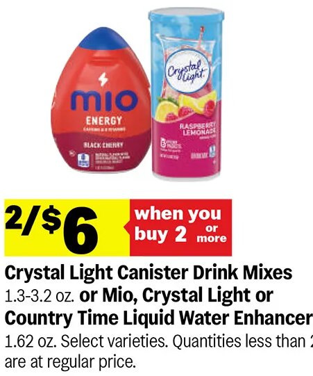 Crystal Light Canister Drink Mixes or Mio, Crystal Light or Country Time Liquid Water Enhancer at Meijer