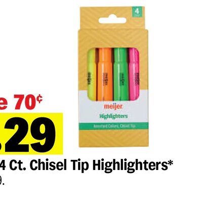 Meijer 4 Ct. Chisel Tip Highlighters