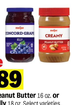 Meijer Peanut Butter or Grape Jelly at Meijer