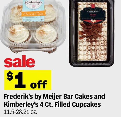 Frederik's by Meijer Bar Cakes and Kimberley's 4 Ct. Filled Cupcakes