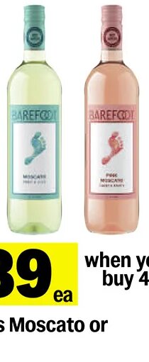 Barefoot Cellars Moscato or Pink Moscato*
