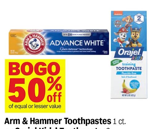 Arm & Hammer Toothpastes or Orajel Kids' Toothpastes