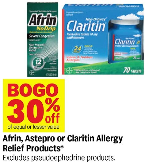Afrin, Astepro or Claritin Allergy Relief Products